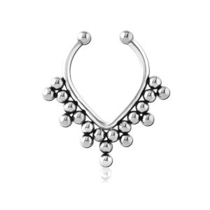 steel fake septum ring piercing jewelry ornamental tribal beads