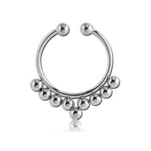 steel fake septum ring piercing jewelry ornamental tribal beads