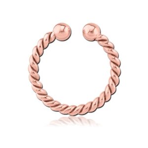 rose gold steel fake septum ring piercing jewelry twisted rope