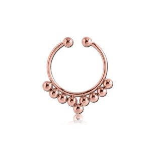 rose gold steel fake septum ring piercing jewelry ornamental beads