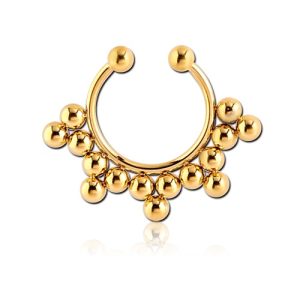 gold plated steel fake septum ring piercing jewelry ornamental beads tribal