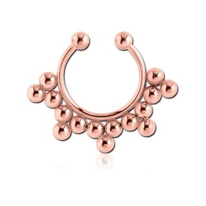rose gold steel fake septum ring piercing jewelry ornamental beads