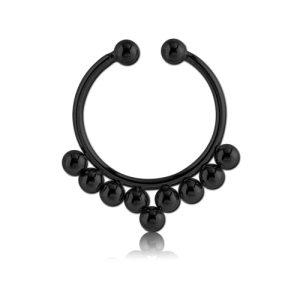 black steel fake septum ring piercing jewelry beads ornamental tribal