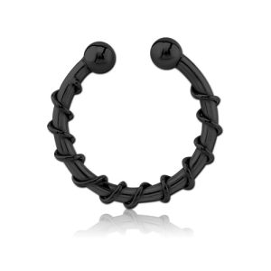 black steel fake septum ring piercing jewelry barbed wire