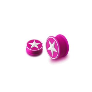 silicone stretched earlobe embossed star plug piercing jewelry