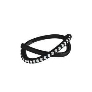 black steel clicker hinged ring jewelled gem crystal prong set infinity piercing jewelry