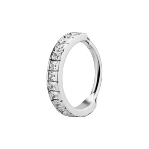 steel bezel set crystal jewelled clicker hinged ring piercing jewelry