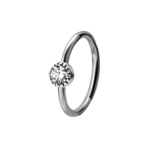 steel prong set crystal jewelled clicker hinged ring piercing jewelry