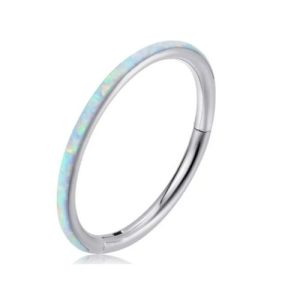titanium opal clicker hinged ring piercing jewelry