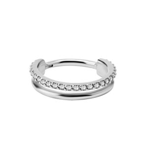 steel prong set crystal jewelled clicker hinged ring piercing jewelry