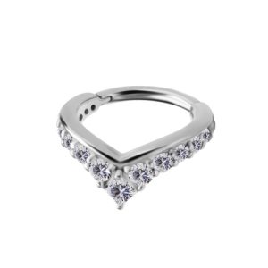 steel prong set crystal jewelled clicker hinged ring piercing jewelry