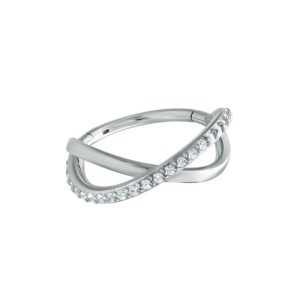 steel prong set crystal jewelled infinity clicker hinged ring piercing jewelry