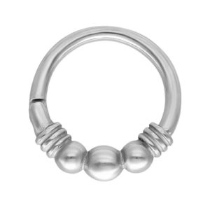 steel ornamental hinged clicker ring piercing jewelry