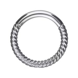 steel hinged clicker ring twisted rope piercing jewelry