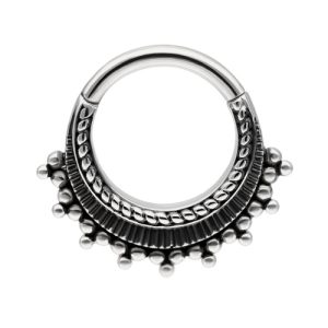 steel ornamental clicker hinged ring piercing jewelry