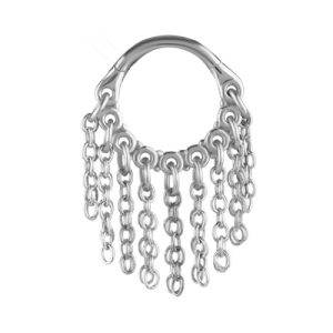 steel hinged clicker ring dangly chains piercing jewelry