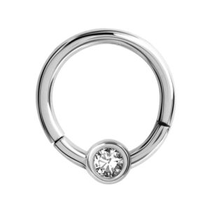 steel crystal jewelled clicker hinged ring piercing jewelry