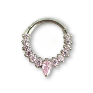 titanium crystal jewelled clicker hinged ring piercing jewelry