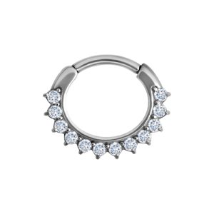 steel prong set crystal jewelled clicker hinged ring piercing jewelry