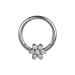 steel prong set crystal flower jewelled clicker hinged ring piercing jewelry