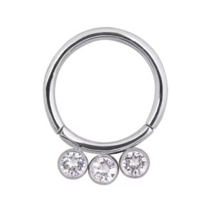 titanium crystal jewelled clicker hinged ring piercing jewelry