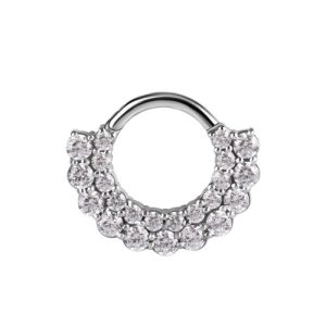 steel prong set crystal jewelled clicker hinged ring piercing jewelry