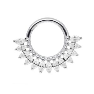 titanium marquise crystal jewelled clicker hinged ring piercing jewelry