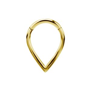 gold plated steel teardrop clicker hinged ring piercing jewelry