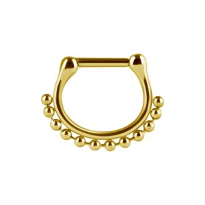 gold plated steel ornamental beads clicker hinged ring piercing jewelry