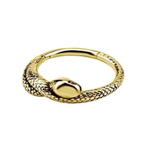 gold plated steel snake clicker hinged ring piercing jewelry