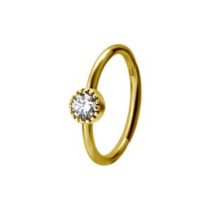 gold plated steel prong set crystal jewelled clicker hinged ring piercing jewelry