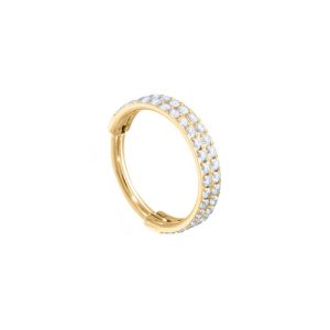 gold plated steel prong set crystal jewelled clicker hinged ring piercing jewelry