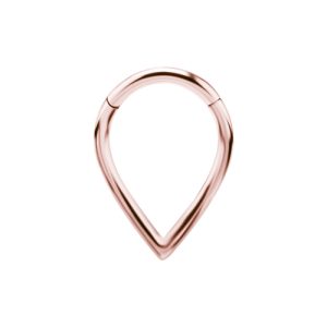 rose gold steel clicker hinged ring teardrop piercing jewelry