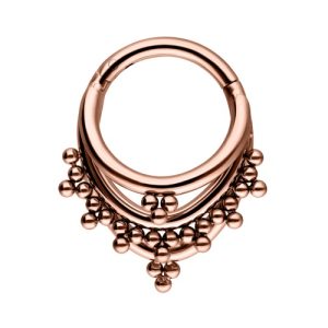 rose gold steel clicker hinged ring ornamental tribal beads piercing jewelry