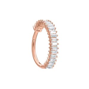 rose gold steel clicker hinged ring jewelled gem crystal prong set piercing jewelry