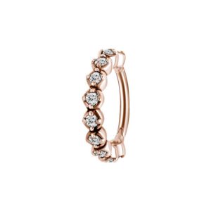 rose gold steel clicker hinged ring jewelled gem crystal prong set piercing jewelry