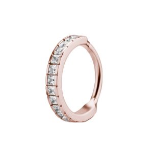 rose gold steel clicker hinged ring jewelled gem crystal bezel set piercing jewelry