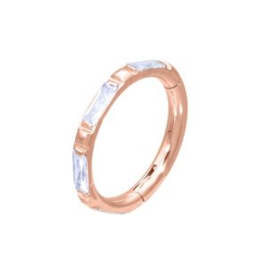 rose gold steel clicker hinged ring jewelled gem crystal prong set piercing jewelry