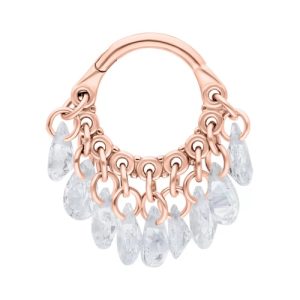 rose gold steel clicker hinged ring jewelled gem crystal piercing jewelry