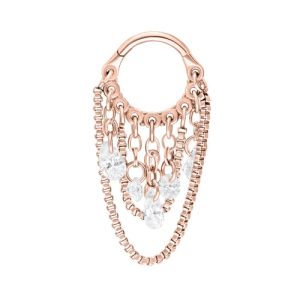 rose gold steel clicker hinged ring jewelled gem crystal piercing jewelry chain