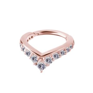 rose gold steel clicker hinged ring jewelled gem crystal prong set piercing jewelry