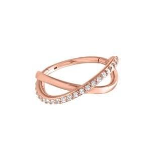 rose gold steel clicker hinged ring jewelled gem crystal prong set piercing jewelry infinity