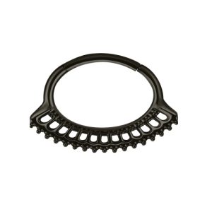 black steel ornamental clicker hinged ring piercing jewelry