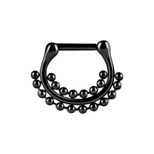 black steel ornamental clicker hinged ring beads piercing jewelry