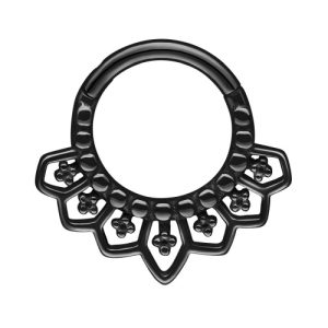 black steel ornamental clicker hinged ring piercing jewelry