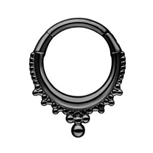 black steel ornamental clicker hinged ring piercing jewelry