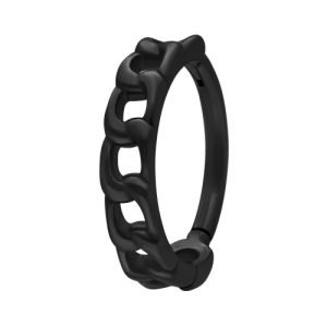 black steel chain clicker hinged ring piercing jewelry