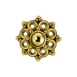 gold plated steel ornamental mandala attachment internally threaded piercing jewelry