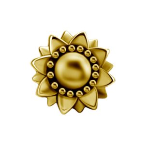 steel gold plated sunflower flower attachment internally threaded piercing