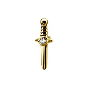 steel gold plated dagger jewelled attachment internally threaded piercing